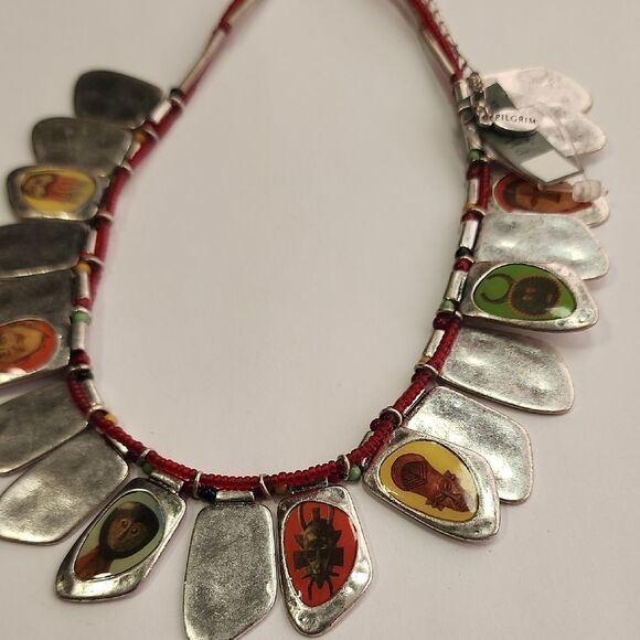 Danish Designs Pilgrim Gold Tone Pacific Islander Tribal Mask Necklace Funky! - Picture 1 of 7